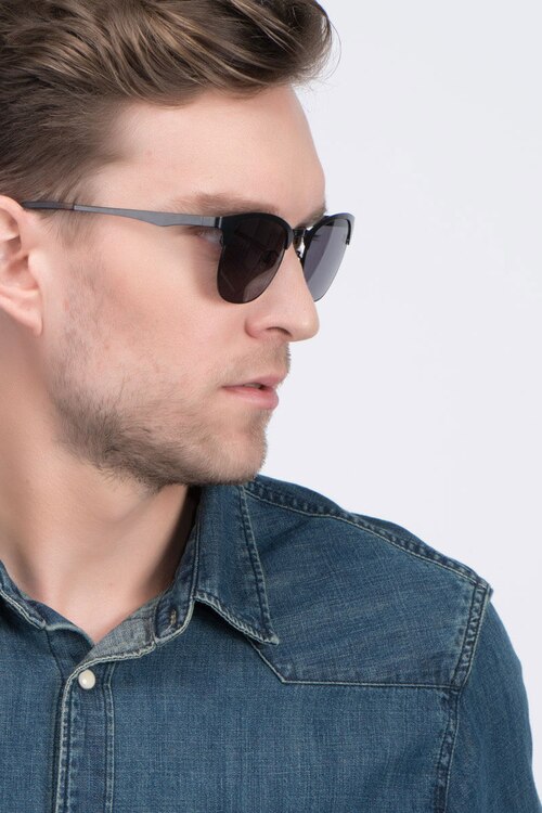 Veil Black MetalSunglass Frames for Men from EyeBuyDirect