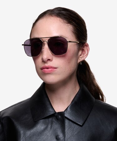 Golden Route 66 -  Vintage Metal Sunglasses
