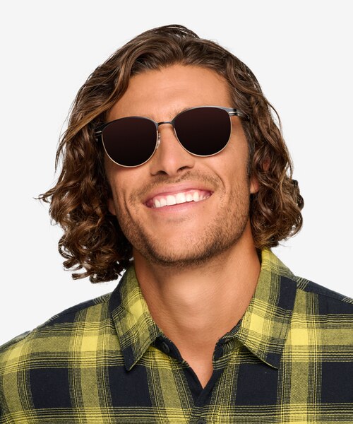 Maui Noir MétalSoleil de Lunette de vue pour Hommes d'EyeBuyDirect