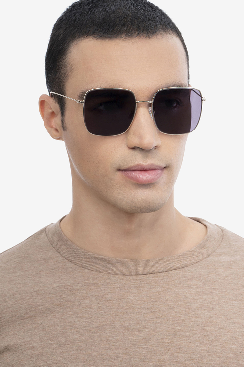 Bora Bora - Square Golden Frame Prescription Sunglasses | Eyebuydirect