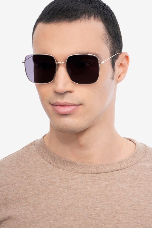 Voyager Golden MetalSunglass Frames for Men from EyeBuyDirect