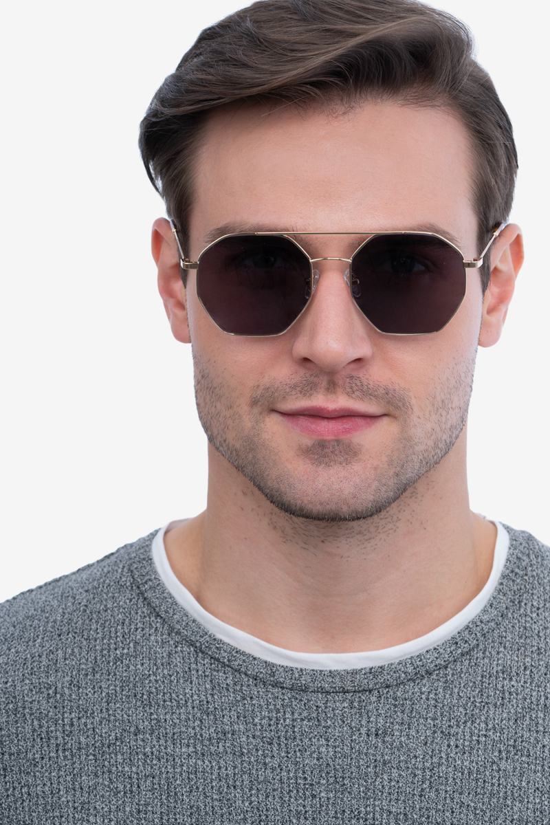 Sun Eight Aviator Golden Frame Sunglasses Eyebuydirect