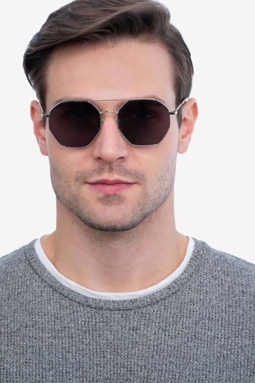 Sun Eight Argenté MétalSoleil de Lunette de vue pour Hommes d'EyeBuyDirect