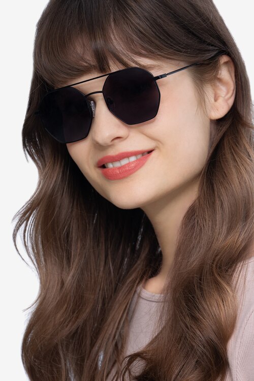 Sun Eight Noir MétalSoleil de Lunette de vue pour Femmes d'EyeBuyDirect