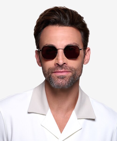 Sun Soar Noir MétalSoleil de Lunette de vue pour Hommes d'EyeBuyDirect