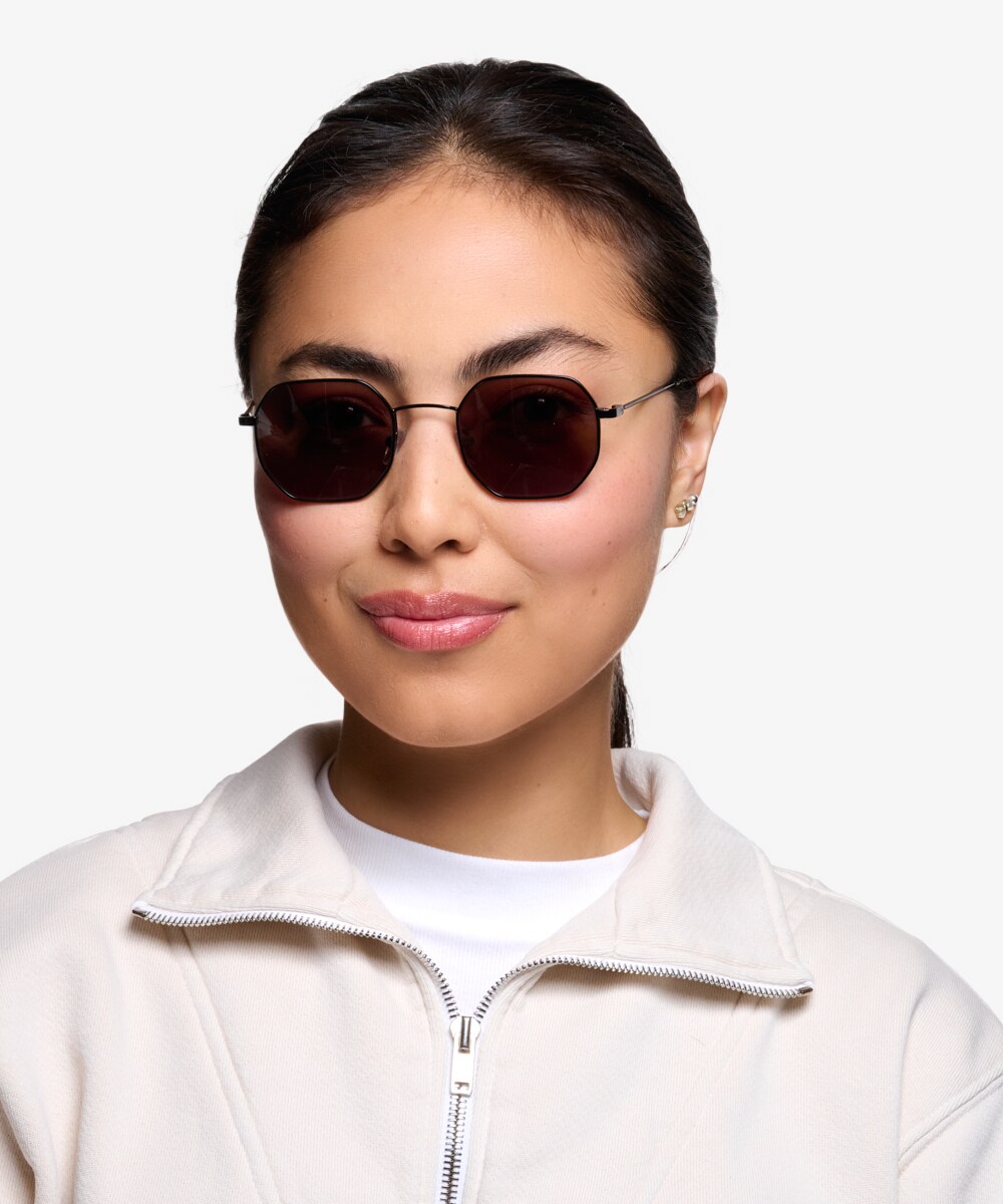 Sun Soar - Geometric Black Frame Prescription Sunglasses