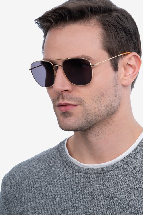 Seeker Golden MetalSunglass Frames for Men from EyeBuyDirect
