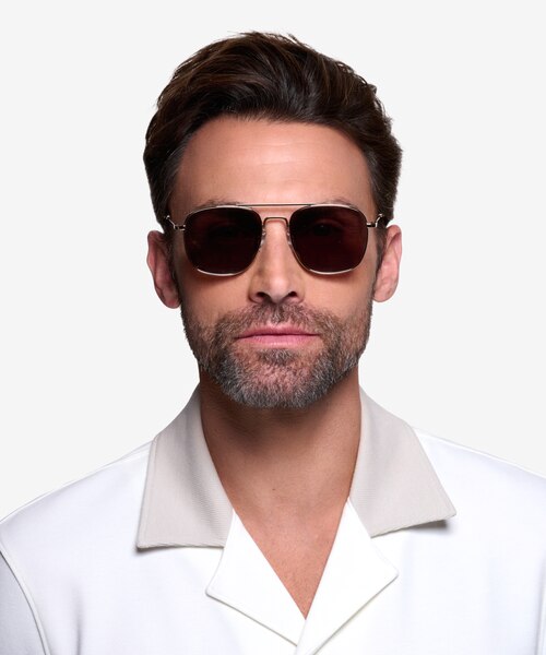 Sun Fame Golden MetalSunglass Frames for Men from EyeBuyDirect