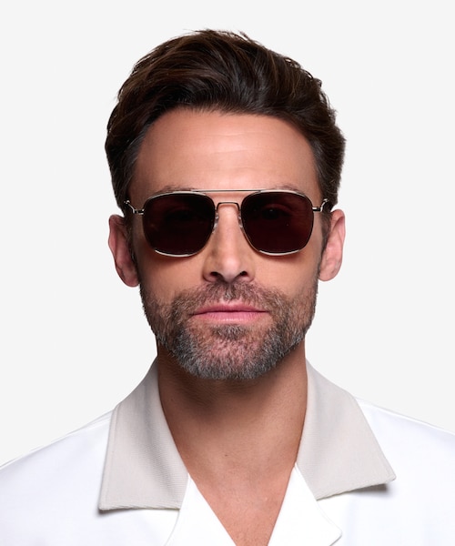 Sun Fame Golden MetalSunglass Frames for Men from EyeBuyDirect