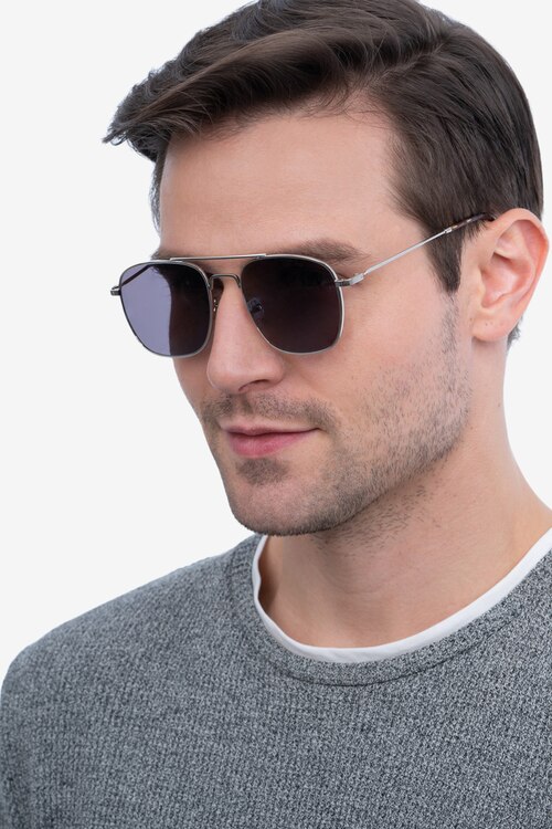 Sun Fame Silver MetalSunglass Frames for Men from EyeBuyDirect