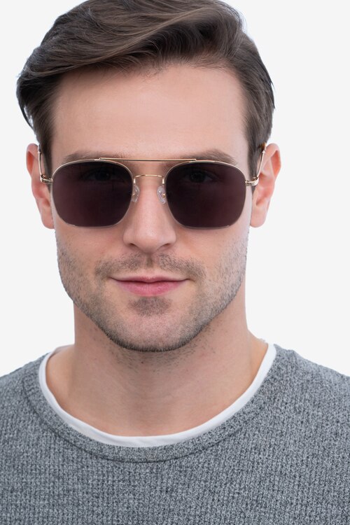 Itza Golden MetalSunglass Frames for Men from EyeBuyDirect