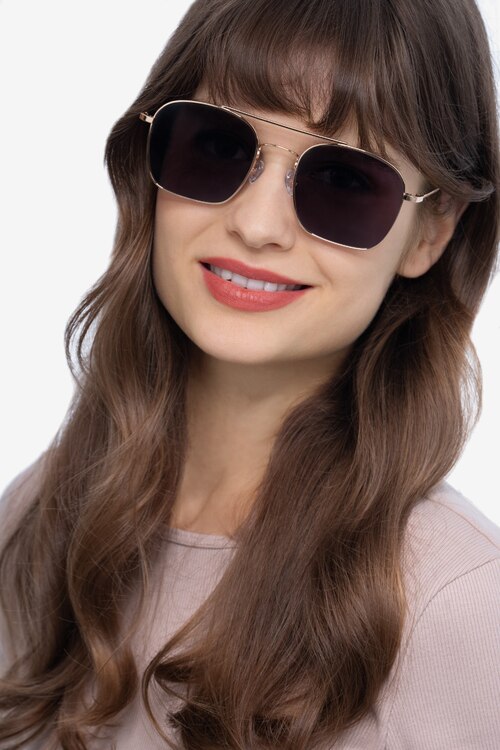 Itza Golden MetalSunglass Frames for Women from EyeBuyDirect
