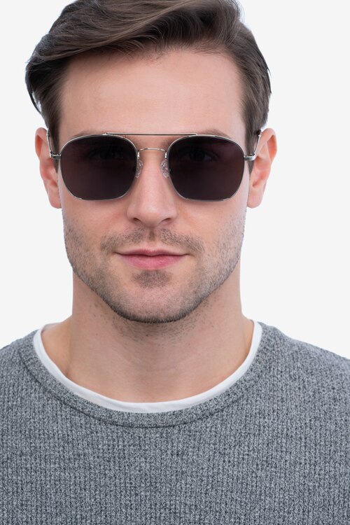 Itza Silver MetalSunglass Frames for Men from EyeBuyDirect