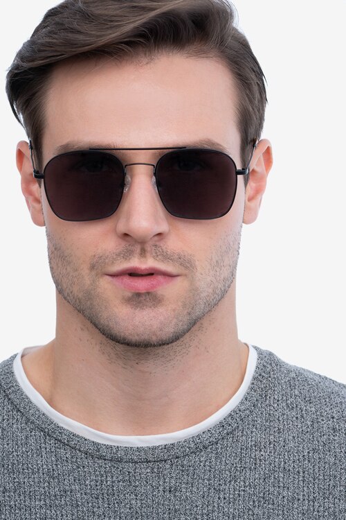 Itza Black MetalSunglass Frames for Men from EyeBuyDirect