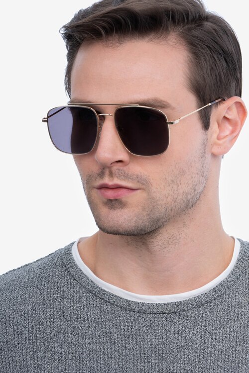 Roadtrip Golden MetalSunglass Frames for Men from EyeBuyDirect