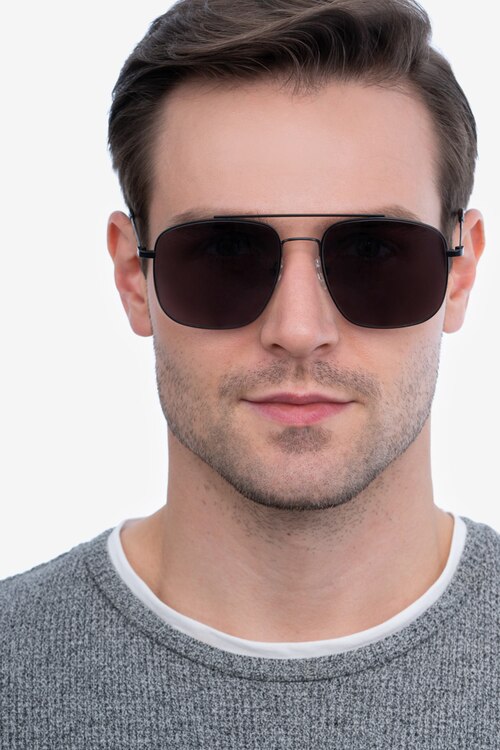 Roadtrip Noir MétalSoleil de Lunette de vue pour Hommes d'EyeBuyDirect