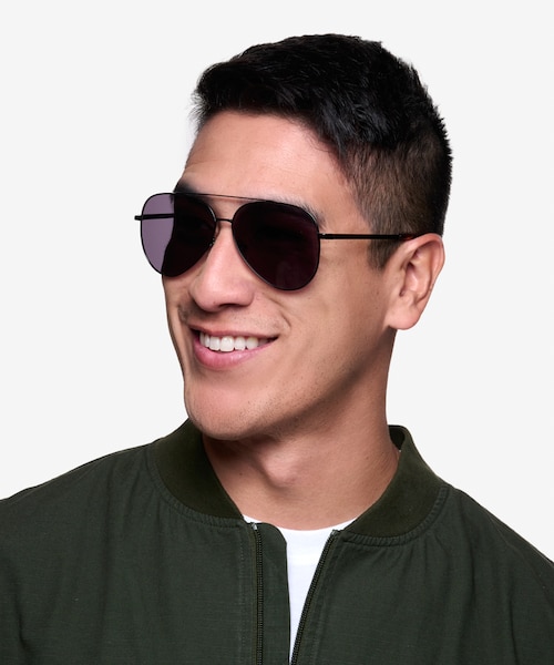 Flier Black MetalSunglass Frames for Men from EyeBuyDirect