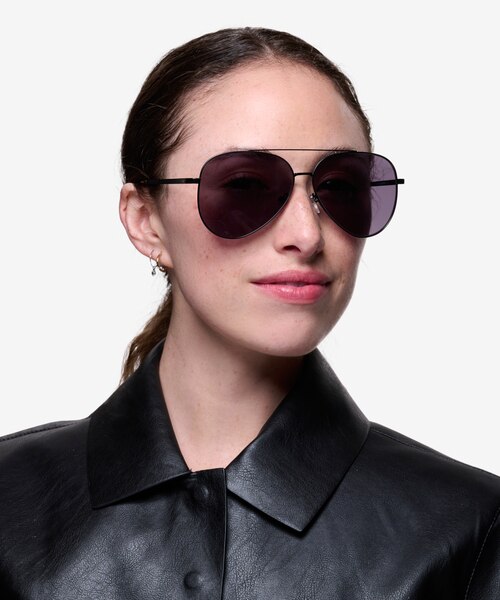 Flier Noir MétalSoleil de Lunette de vue pour Femmes d'EyeBuyDirect