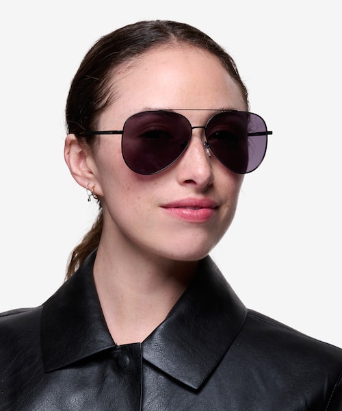 Flier Black MetalSunglass Frames for Women from EyeBuyDirect