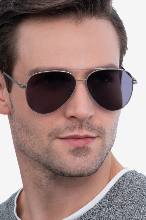Flier Silver MetalSunglass Frames for Men from EyeBuyDirect