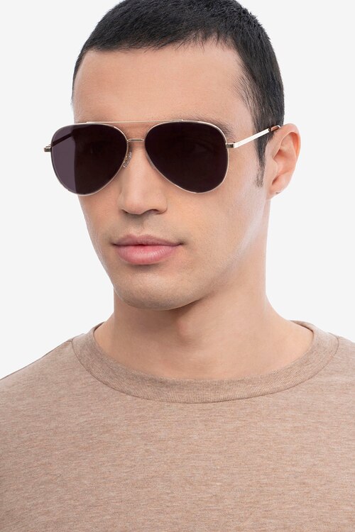 Flier Golden MetalSunglass Frames for Men from EyeBuyDirect