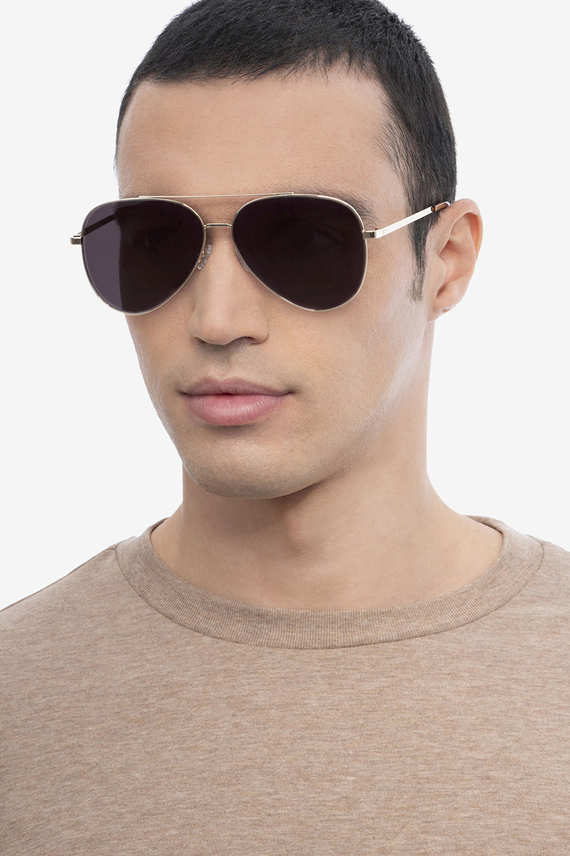 Flier - Aviator Golden Frame Sunglasses For Men | Eyebuydirect