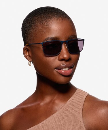 Navy Sun Typha -  Metal Sunglasses