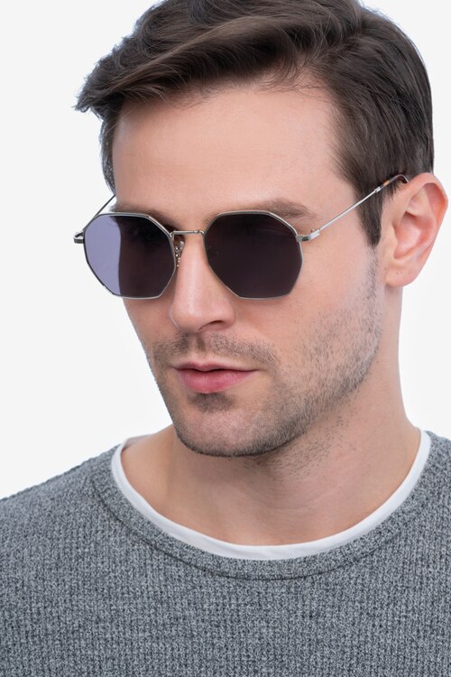 Sun Octave Silver MetalSunglass Frames for Men from EyeBuyDirect