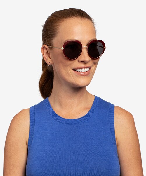 Luv Burgundy MetalSunglass Frames for Women from EyeBuyDirect