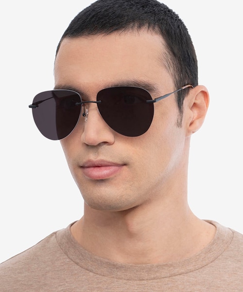 Martin Matte Black MetalSunglass Frames for Men from EyeBuyDirect