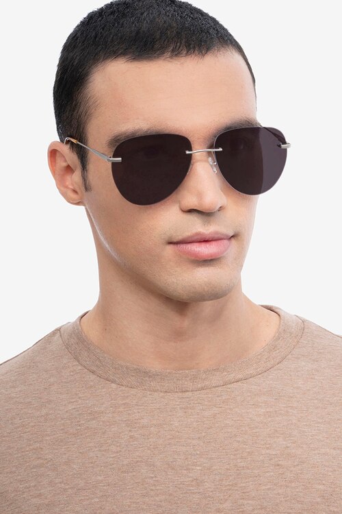 Martin Matte Silver MetalSunglass Frames for Men from EyeBuyDirect