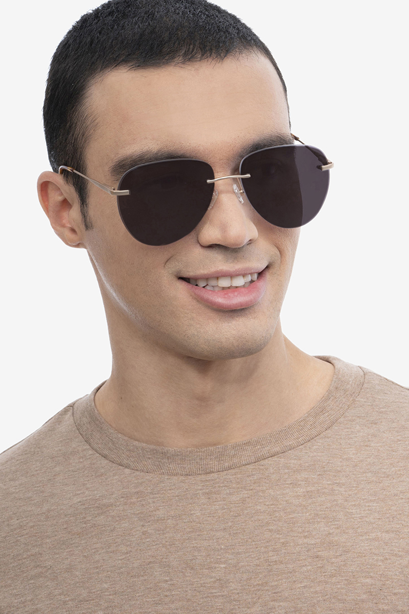Martin - Aviator Matte Gold Frame Sunglasses For Men | Eyebuydirect