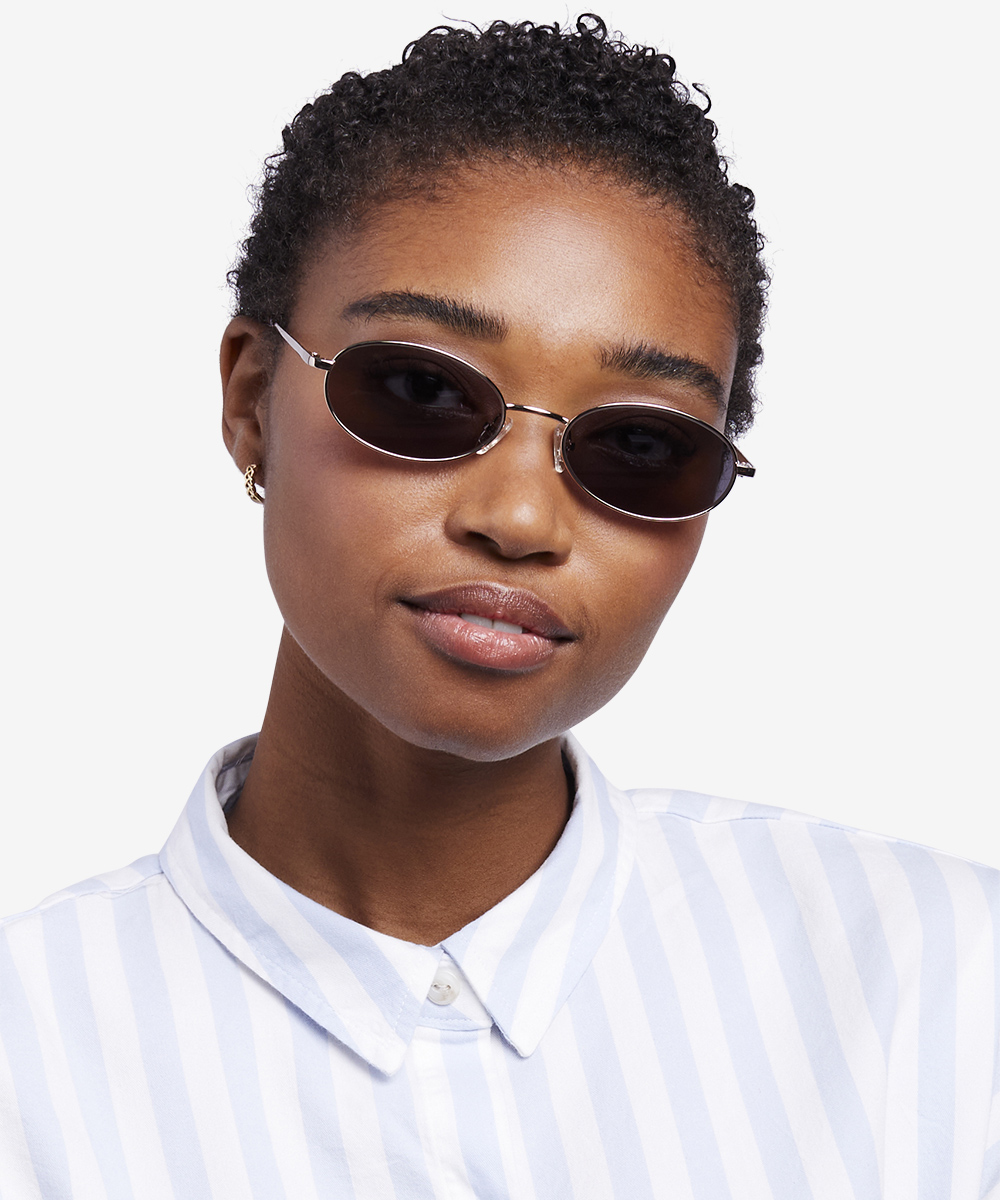 Graham - Oval Gold Frame Prescription Sunglasses | Eyebuydirect