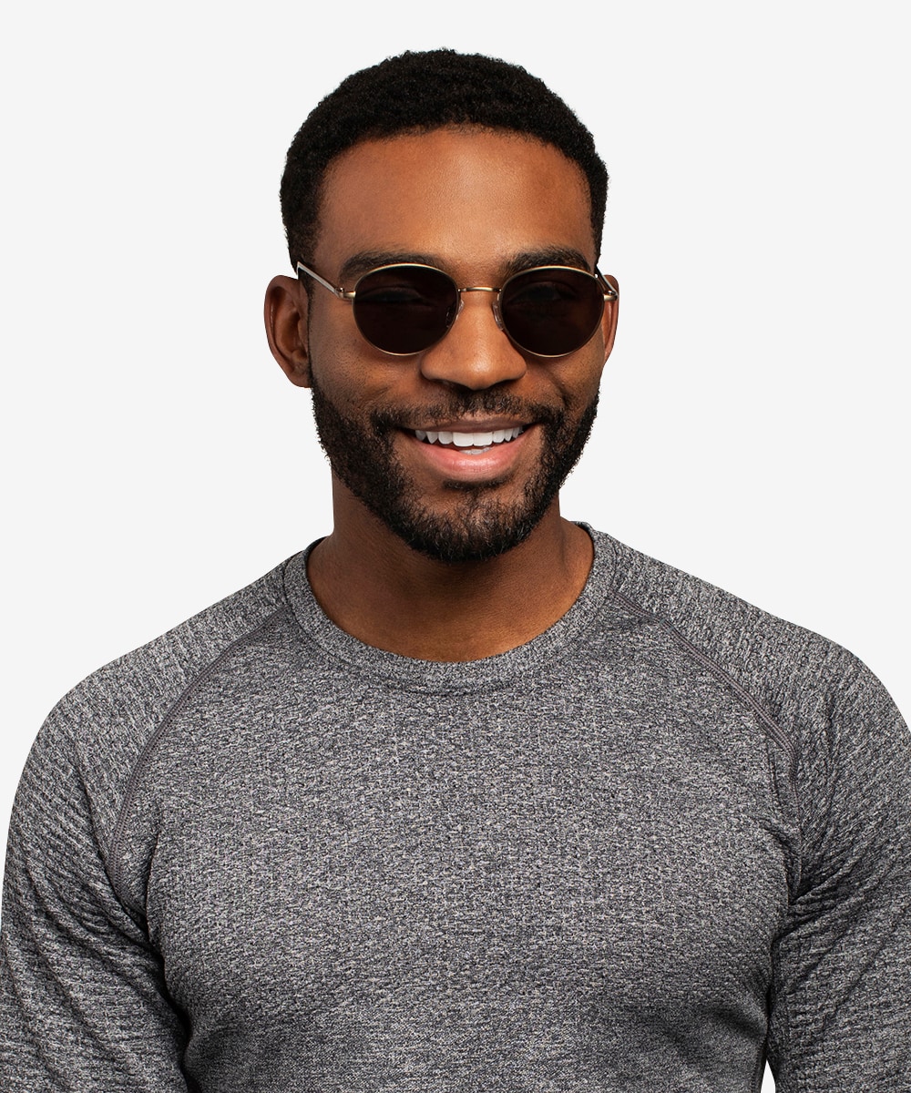 Sun Albee - Round Bronze Frame Prescription Sunglasses | Eyebuydirect Canada