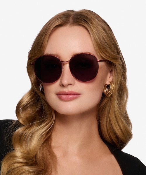 Sage Red MetalSunglass Frames for Women from EyeBuyDirect