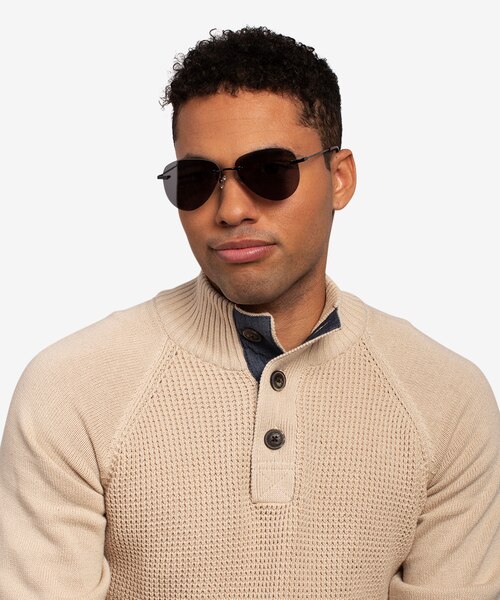 Locket Black MetalSunglass Frames for Men from EyeBuyDirect