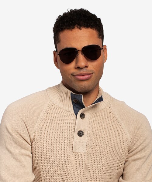 Locket Bronze MetalSunglass Frames for Men from EyeBuyDirect