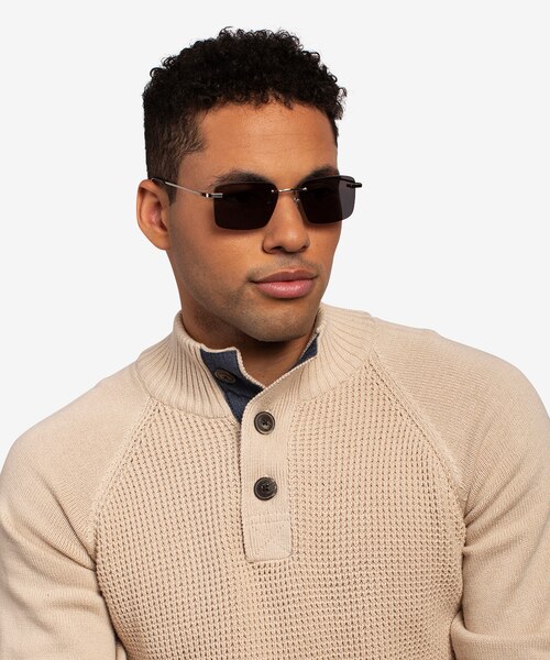 Invent Silver MetalSunglass Frames for Men from EyeBuyDirect
