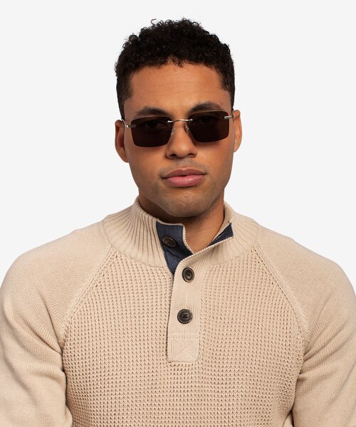 Invent Matte Gold MetalSunglass Frames for Men from EyeBuyDirect