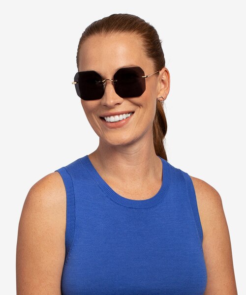 Elmira Gold MetalSunglass Frames for Women from EyeBuyDirect