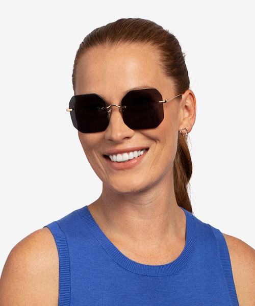 Elmira Gold MetalSunglass Frames for Women from EyeBuyDirect