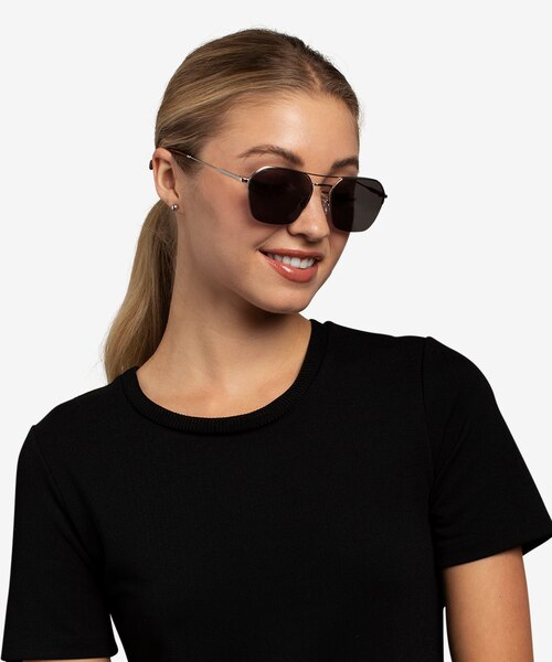 Decade Silver MetalSunglass Frames for Women from EyeBuyDirect
