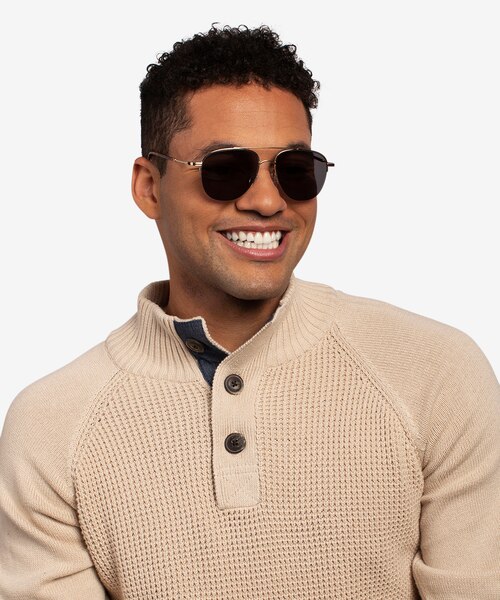 Garros Gold Tortoise MetalSunglass Frames for Men from EyeBuyDirect
