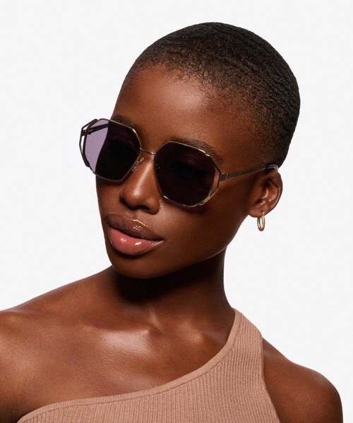 Obscura Doré MétalSoleil de Lunette de vue pour Femmes d'EyeBuyDirect
