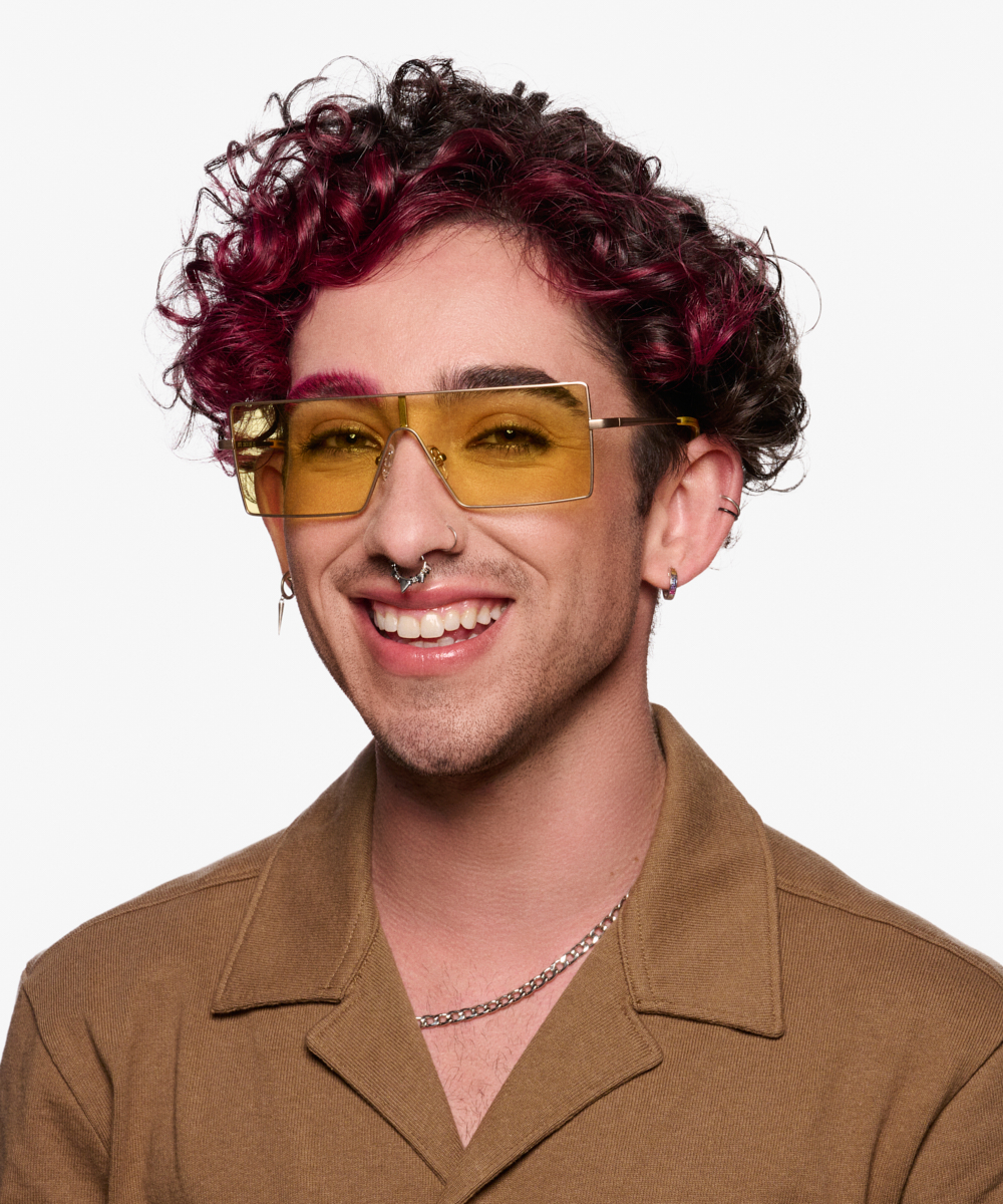 Byte Rectangle Matte Gold Frame Prescription Sunglasses Eyebuydirect