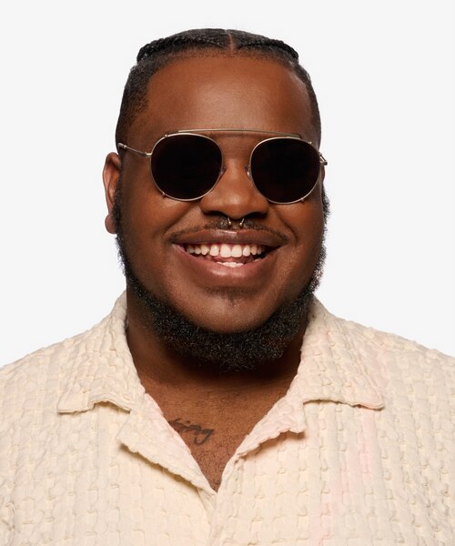 Data Matte Gold MetalSunglass Frames for Men from EyeBuyDirect