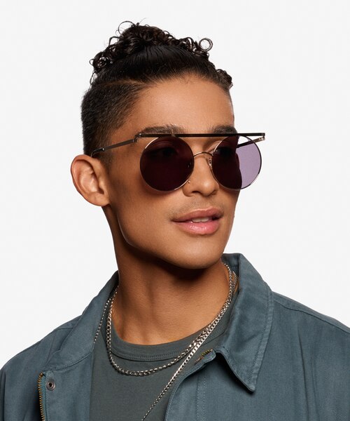 Lineal Light Gold MetalSunglass Frames for Men from EyeBuyDirect
