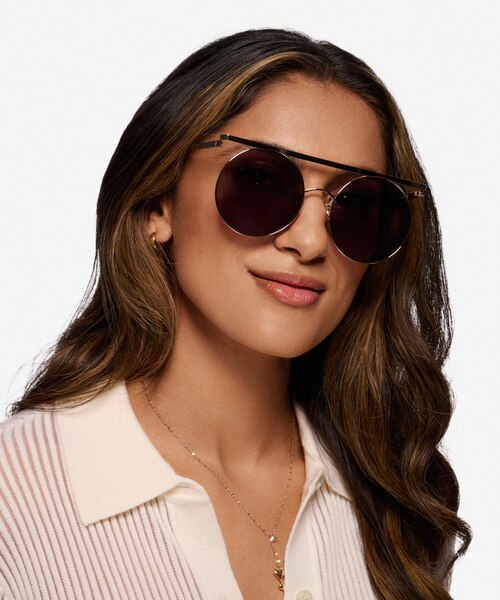 Lineal Light Gold MetalSunglass Frames for Women from EyeBuyDirect