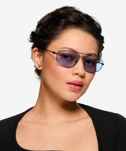 Shiny Black Rooster -  Metal Sunglasses