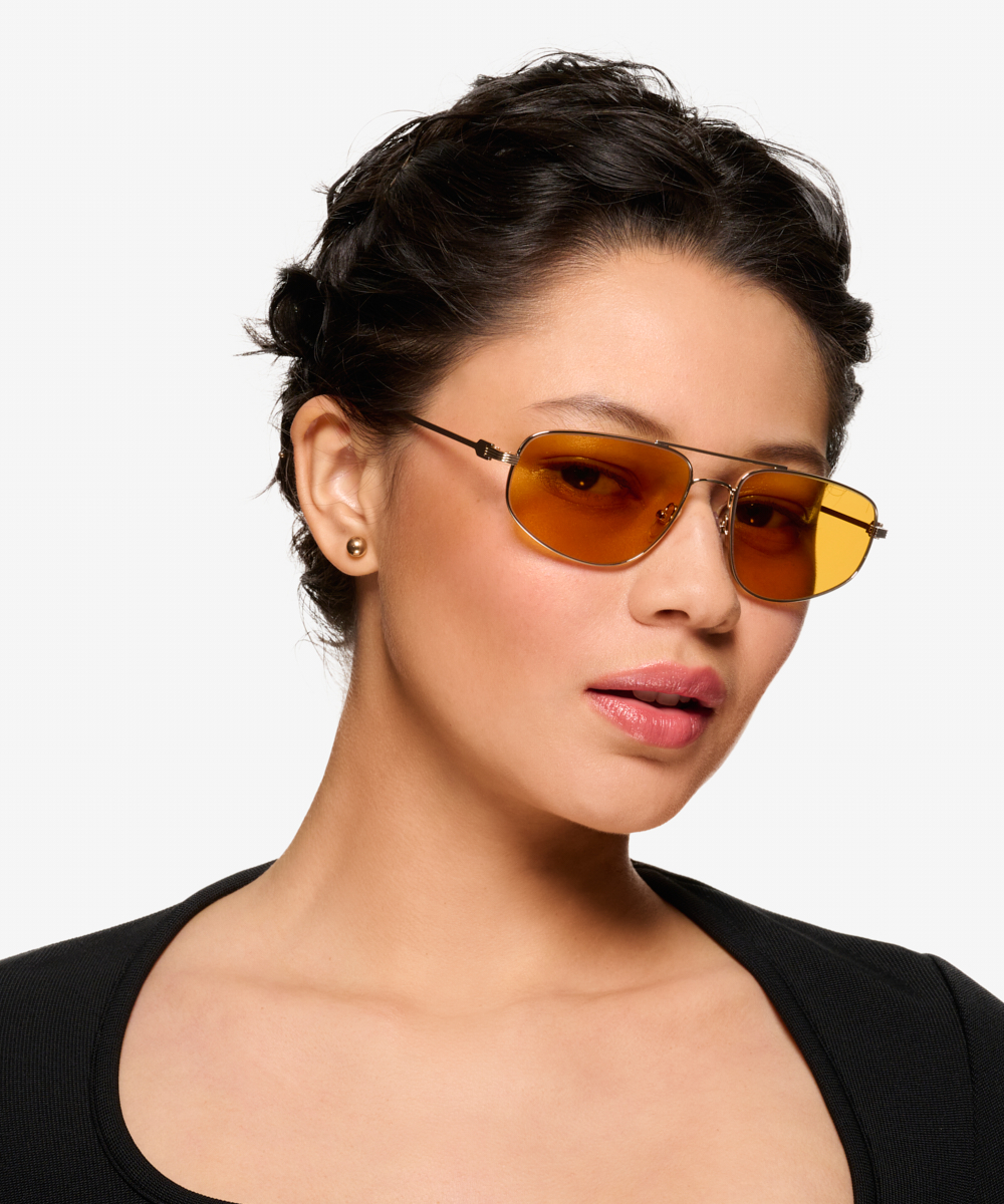 Rooster Aviator Shiny Gold Frame Prescription Sunglasses Eyebuydirect 0125